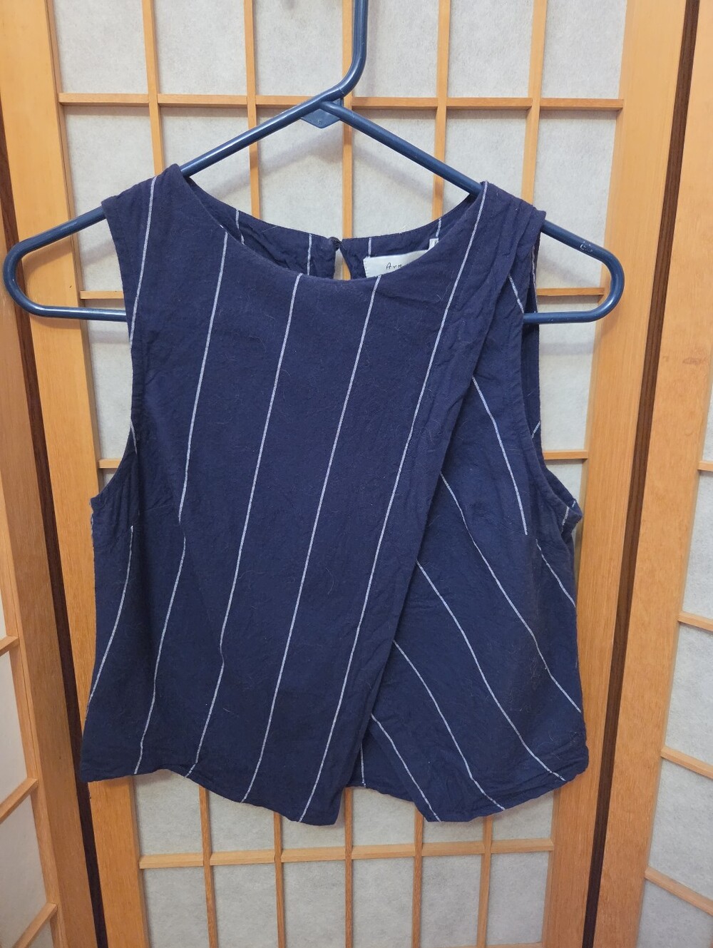 Arc N Co Blue And White Striped Crop Top Size Small